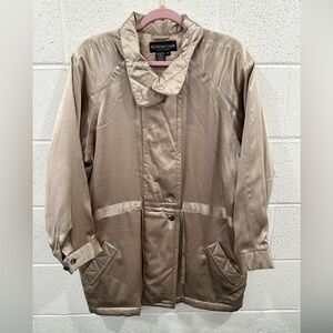 J. Peterman Company 100% Silk Taupe Jacket Coat Women’s M